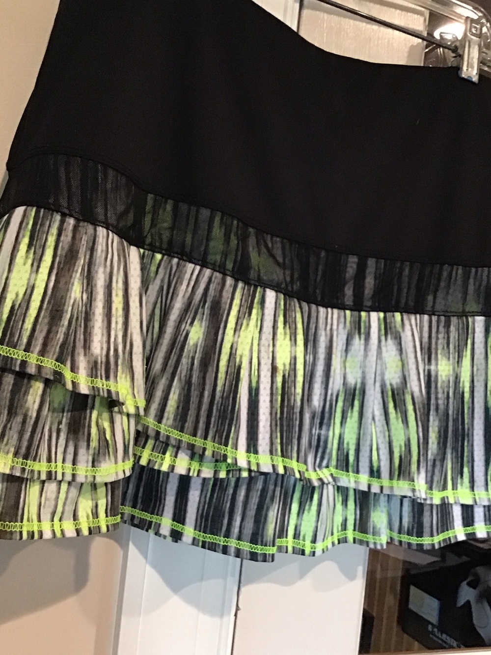 Lucky in Love Black Skirt with Neon Yellow-Green patterns